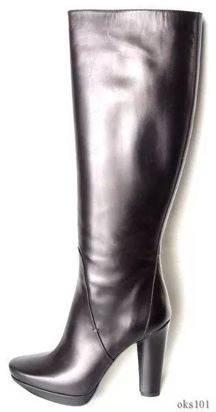 CALVIN KLEIN Collection black leather TALL BOOTS 'Gale' Italy classy new $895