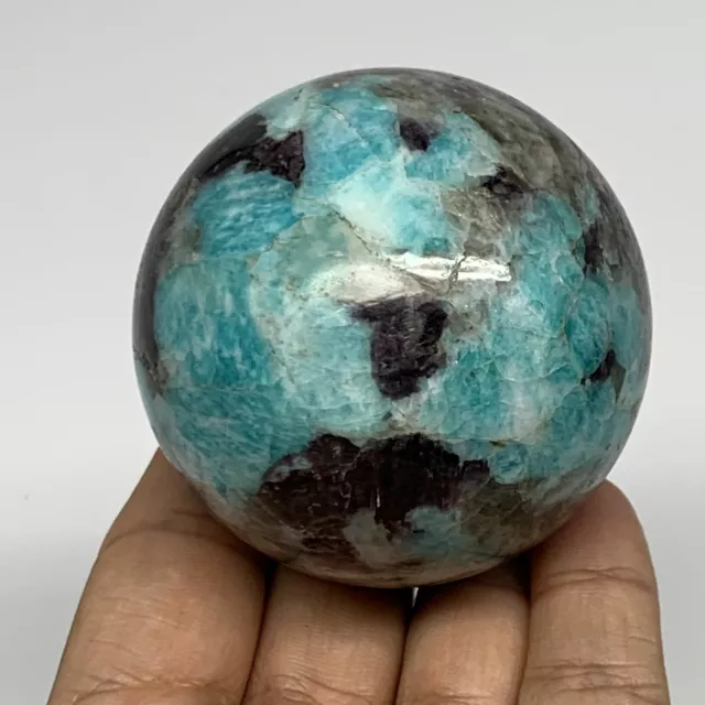 290.4g, 2.4" Amazonite Smoky Quartz Sphere Ball Gemstone from Madagascar,B15858