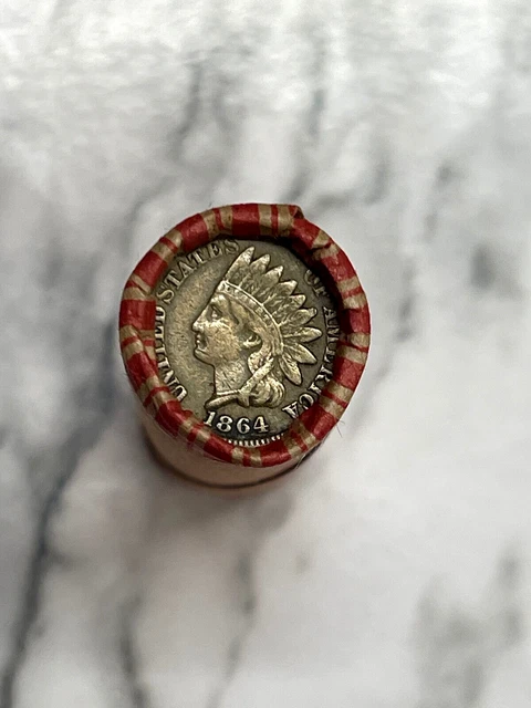 Small Cent Roll 1864 Indian Cent & 1902 Indian Head Cent Ends  (Unsearched)