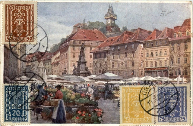 Graz/Steiermark - Graz, Hauptplatz mit Schlossberg -314790
