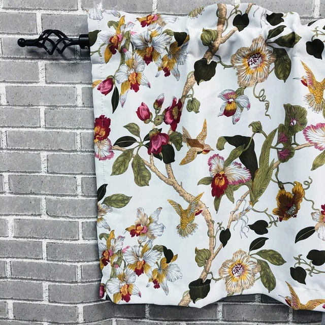 Flowers Birds Retro Windows Curtain Valance for Kitchen Bedrooms (54" W X 18" L)