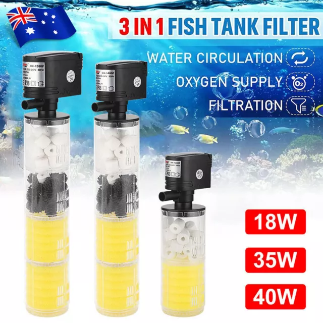 1300-3500L/H Submersible Water Aquarium Internal Filter Pump For Fish Tank AU