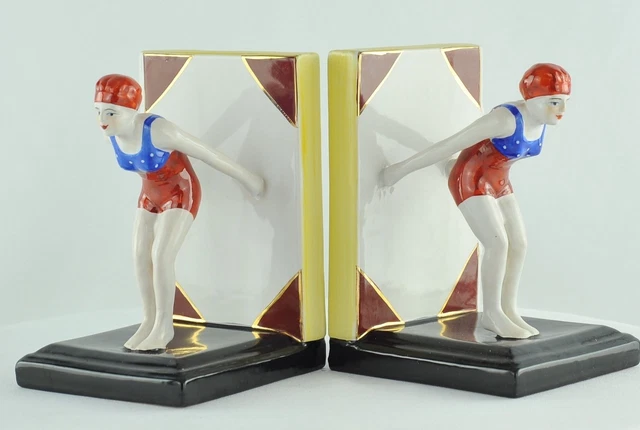 Sujetalibros Bañista Sexy Buzo Art Deco Estilo Art Nouveau Estilo Porcelana Esma