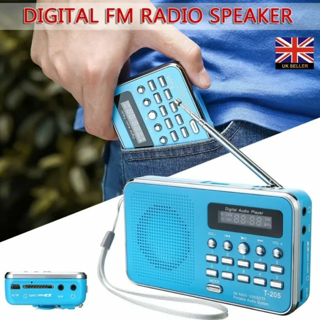 Mini Portable LCD Digital FM Radio Speaker USB SD TF Card Mp3 Speakers Player UK 3