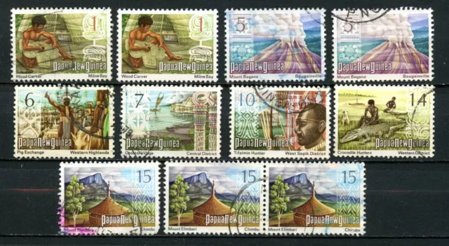 Papua New Guinea 1973 - '74, Scott # 369, 371-373, 376-378, used.