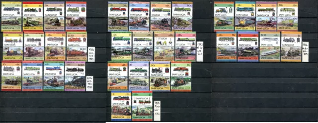 St. Vincent, Tuvalu, St. Lucia - Autos, Locomotives 930 MnH stamps 2