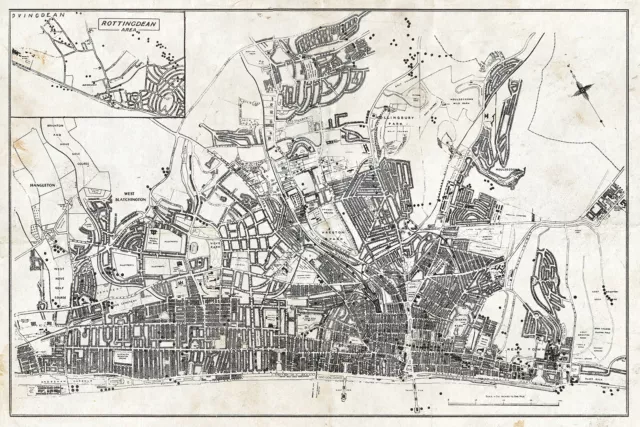 Vintage Map of Brighton From 1946 Photo Print Poster Gift Pier United Kingdom