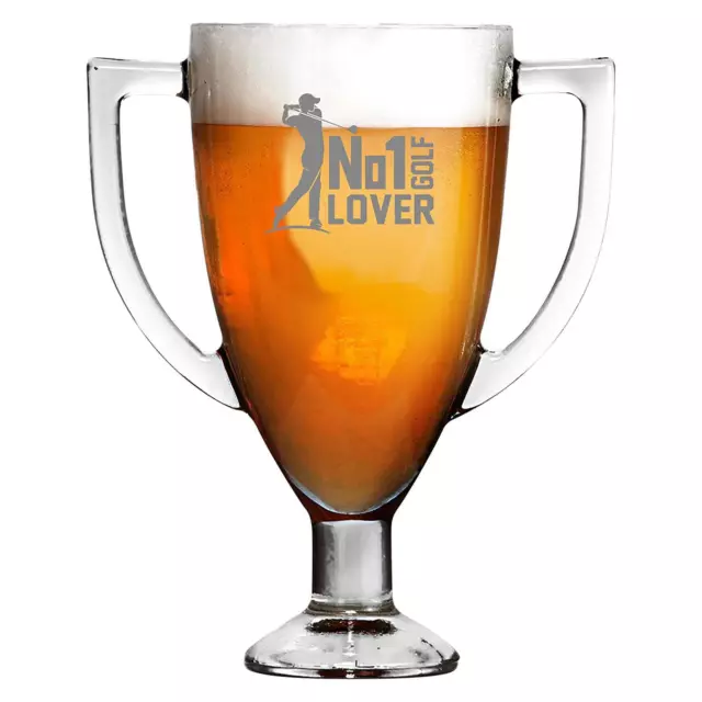 No 1 Golf Lover Trophy Pint Glass Beer Ale Lager Strong Glass Gift Idea