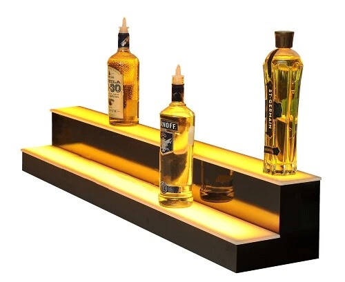 74" LED Bar Shelves, Two Steps, Lighted Liquor Bottle Shelf,  Display Shelving