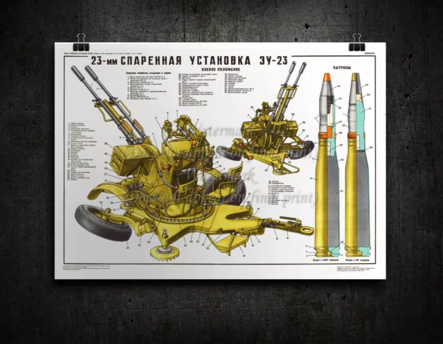 Soviet Russian Military Weapon Poster Print ZU-23 Light Anti-Aircraft Gun
