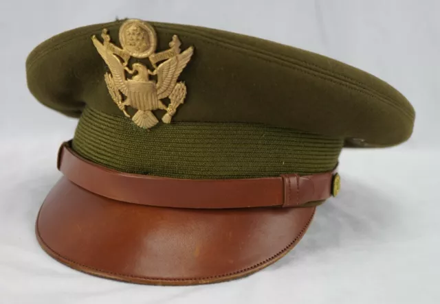 WWII US Army military uniform dress jacket visor cap Luxenberg Officer hat named