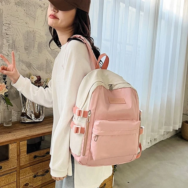 SOLID COLOR CONTRASTING Color Backpack Korean Style Shoulder Bag ...
