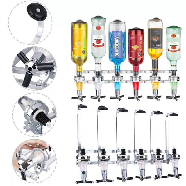 6 Bottle Stand Wall Mounted Pub Bar Optics Dispenser Spirit Wine Beer Drinks