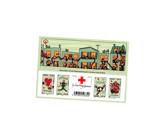 FR - FEUILLET 5 TIMBRES N° F4621 DE 2011  LA CROIX ROUGE Le Benevolat Etat 2157524019