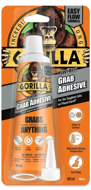 Gorilla Heavy Duty Grab Adhesive White Grabs Virtually Anything Ultra-High 80ml