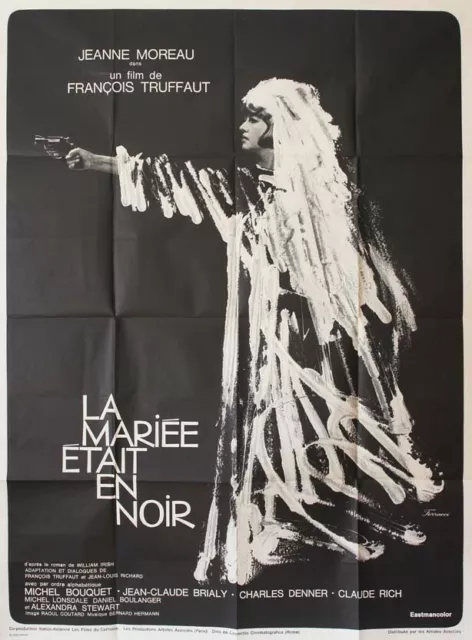 LA MARIEE ETAIT EN NOIR Affiche originale 1967 F. Truffaut J. Moreau 120X160 CM
