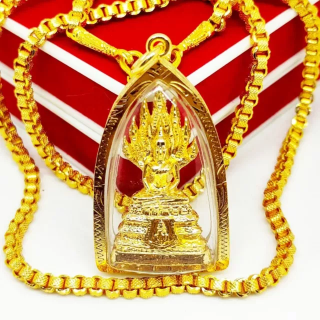 BUDDHA NAGA THAI Amulet Pendant Phra Nakprok Gold Micron Case $32.40 ...
