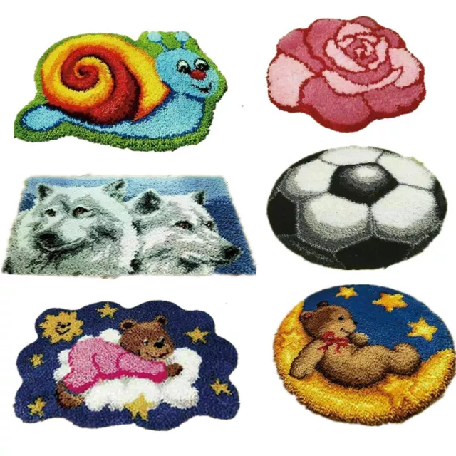 Hook Rug Kit DIY Needlework Sets Unfinished Crocheting Yarn Mat Home Animal Rugs