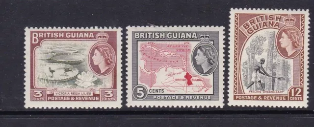 Br. Guiana - SG 354,6,9 - l/m - 1963/5 - 3c, 5c & 12c