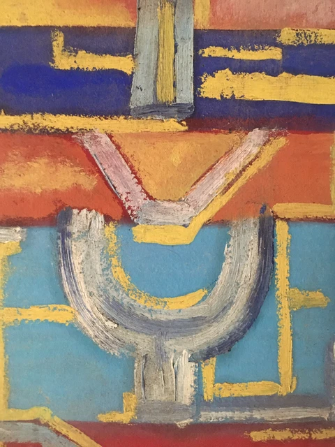 Peinture Abstraite Gouache Sur Papier 1954 - Style Années 70 - À Identifier