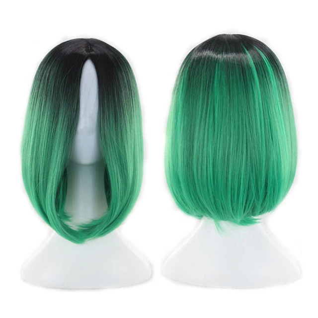 Parrucca Anime Verde Sfuma Colore Sintetici Capelli Europei Americani