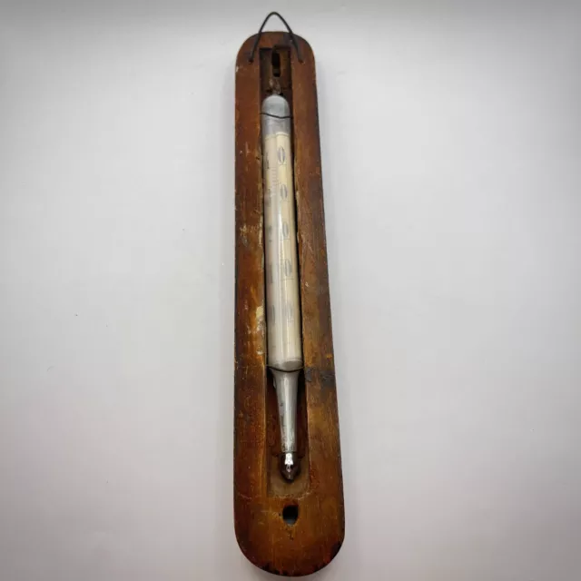 Historic Wooden Wall Thermometer from the 19th Century, Imperial Marked 2