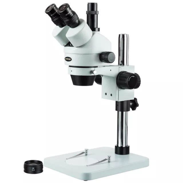 AmScope 7X-90X Zoom Trinocular Stereo Microscope with Table Pillar Stand