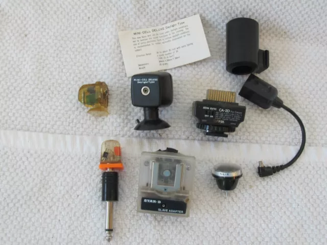 Unidad Esclava Adaptador Flash Star D Mini Célula Vivitar Sunpak LOTE Mixto Sin Probar