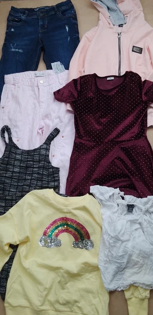 Pacchetto vestiti ragazza 9-10 anni felpa con cappuccio abito jeans Zara F&F D&Co