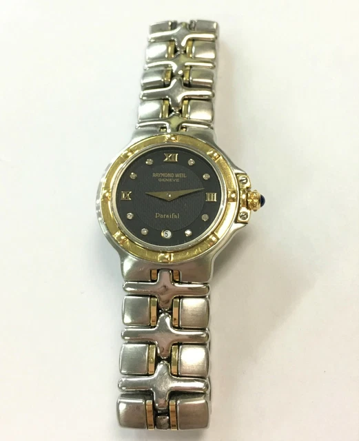RAYMOND WEIL PARSIFAL Two-Toned Black Diamond Dial Woman's Watch 9990 D RAYMOND WEIL PARSIFAL Two-Toned Black Diamond Dial Woman's Watch 9990 D