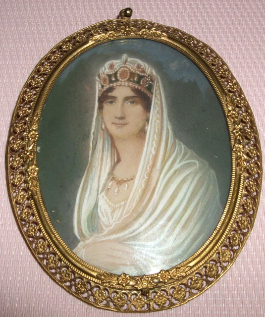 Antikes Miniaturbild mit Kaiserin Josephine in besonderem Rahmen