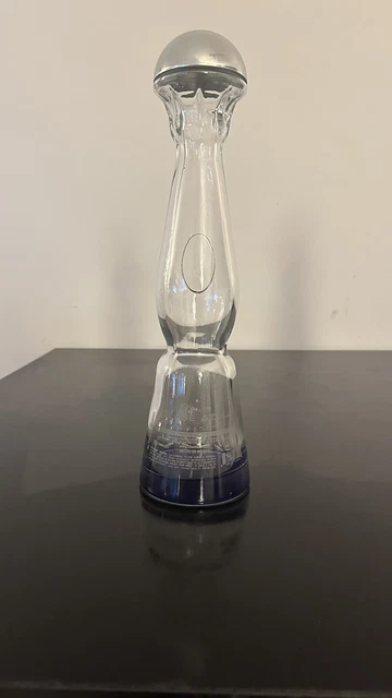 Clase Azul Plata Tequila EMPTY Clear Glass Blue Bottom 750ml Bottle w/ Metal Lid