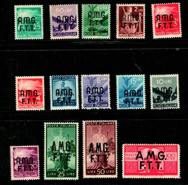 Es-188 Italy Trieste Scott 1-14 Mh/Mnh Complete Set Zone A Cv $80