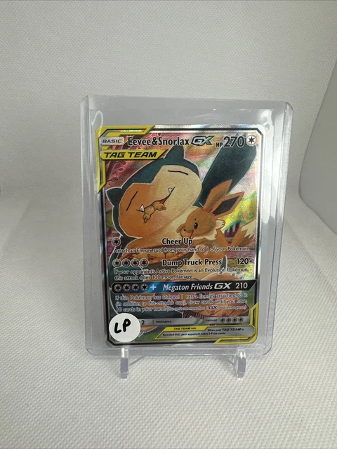 ÉVOLI & SNORLAX GX SM169 ALT FULL ART ULTRA RARE Tag Team Up