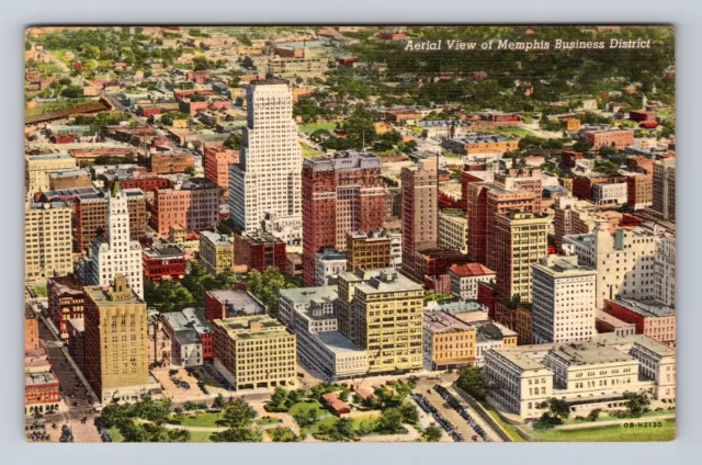 Memphis TN- Tennessee, Aerial Of Business District, Vintage c1941 Postcard