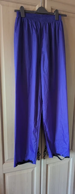 Pantaloni Impermeabili Retrò Anni '80 Trasspass Viola A Vita Alta Taglia Xl/28"" L30"