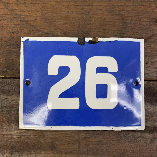 Vintage Road Door House Blue Porcelain Enamel Number Metal Sign Plate #26 2