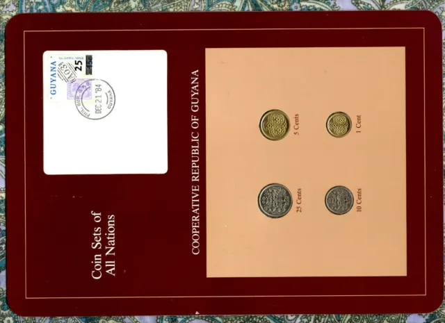 Coin Sets of All Nations Guyana 4 coins 1985-1988 UNC 25 cents 1988