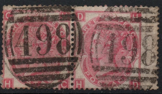 1865/67 Gran Bretagna Queen Victoria 3 Pence Rosa Coppia Con Bordo Foglio Us.