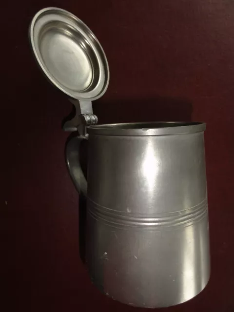 Zinn Bierseidel mit Deckel - Humpen - antik - Engelmarke