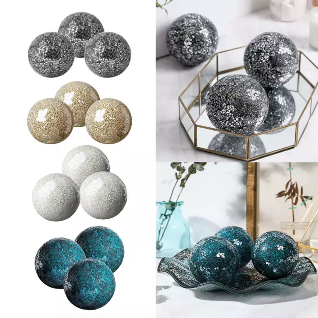 Set of 3 Mosaic Sphere Balls Housewares Orbs Centerpiece Vases Decor Decor