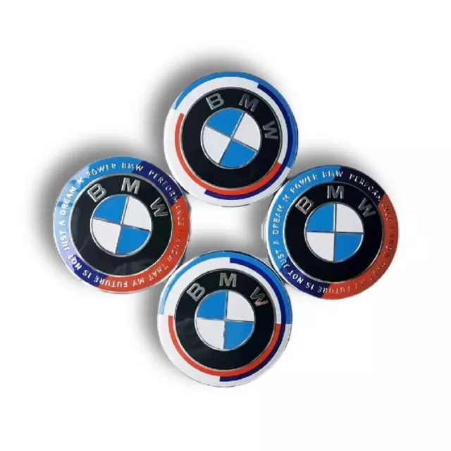 Pour BMW 68mm Capuchon De moyeu 50 Ans Roue Autocollant De Sport Automobile 4x 2