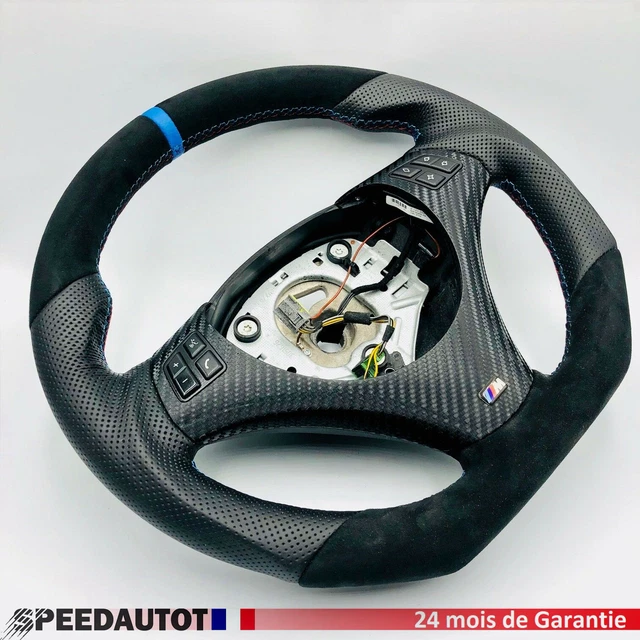 Housse De Volant De Voiture Bricolage En Cuir Noir Daim, Pour Bmw M