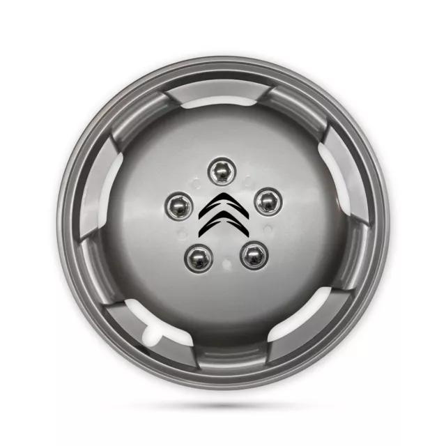For Citroen Relay Motorhome Camper Van 4x 15” Deep Dish Wheel Trims Silver Caps