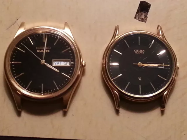 SEIKO & CITIZEN Black Dial Gold Mens Quartz Dress Watches FOR PARTS/REPAIR  EUR 33,81 - PicClick FR