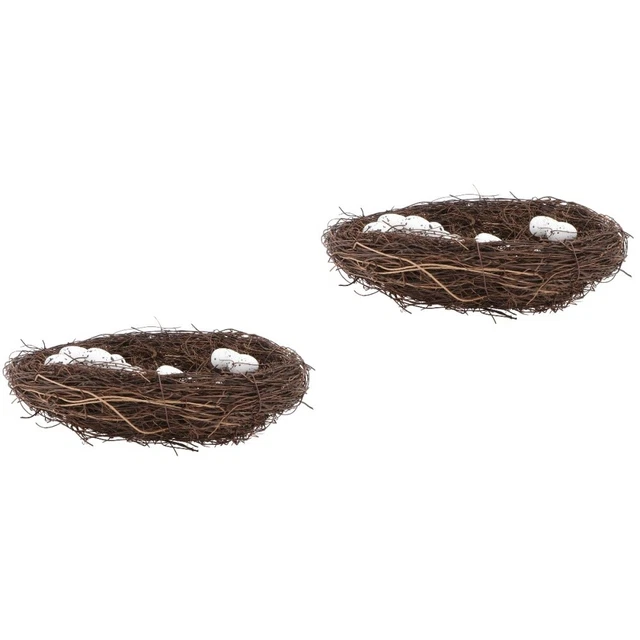 2 Sets Simulation Bird Nest Artificial Egg Mini Birds Desktop