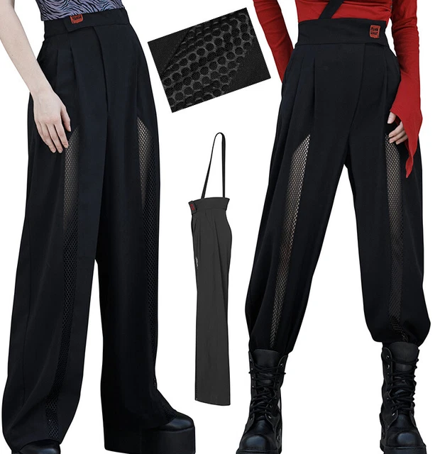 Pantalon large bretelle gothique punk lolita rock chic résille stylé PunkRave
