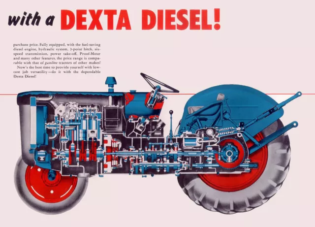 A3 Fordson Dexta Tractor Cut-A-way Agriculture Wall Poster Brochure Art Picture