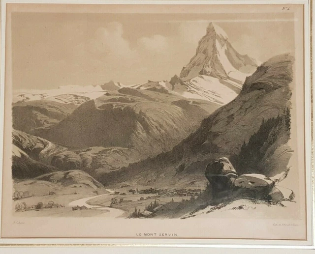 CERVINO ‎Matterhorn Zermatt litografia Calame (giomein valtournanche gornergrat