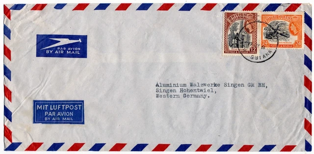 Guyana 1961 Mischfrankatur Baumfällen Bauxitmiene Michel Nr. 206+207